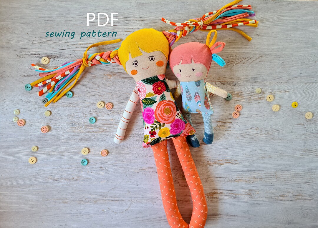 DIY Rag Doll Sewing Pattern PDF, to Sew Stuffed Doll for Newborn