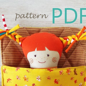Cloth rag doll in sleeping bag Sewing Pattern, Stuffed Doll Pattern PDF for Newborn, Textile doll pattern DIY tutorial, small baby doll toy
