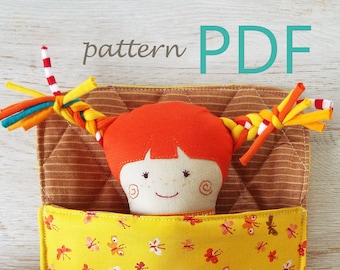 Cloth rag doll in sleeping bag Sewing Pattern, Stuffed Doll Pattern PDF for Newborn, Textile doll pattern DIY tutorial, small baby doll toy