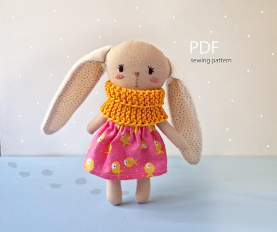 小さなウサギのぬいぐるみの縫製パターン6インチ - Etsy 日本