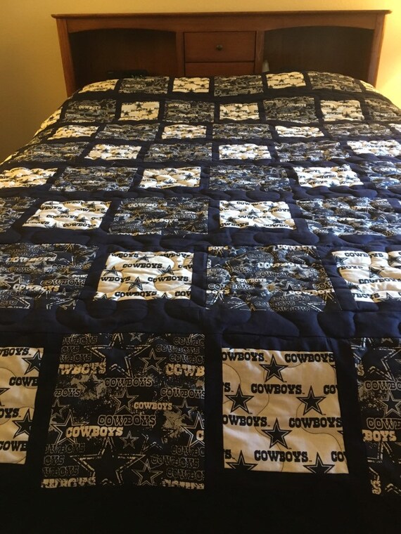 Dallas Cowboys Quilt For Sale This Standard Or Double Size Quilt Featuring 2 Different Licensed Fabrics