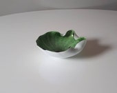 Murano Glass Green Bowl Dish - Mid Century Modern Art Glass Modernist Vintage Retro Italy Centrepiece Clam Shell