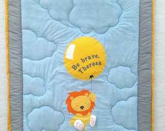 Patchwork blanket, crawling blanket, children's blanket, playpen insert, blanket for teepee tent lion AVAILABLE IMMEDIATELY!