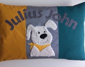 Pillow with name, christening cushion dog, 30 x 40, 40 x 60 cm., BESTSELLER