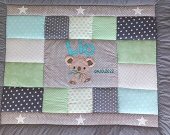 Baby blanket, quilt, Patchworkdecke, Krabbeldecke, Kinderdecke Koala SOFORT LIEFERBAR!