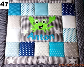 Couverture bébé, couette, couverture patchwork, couverture rampante, couverture enfant Krabe DISPONIBLE MAINTENANT !