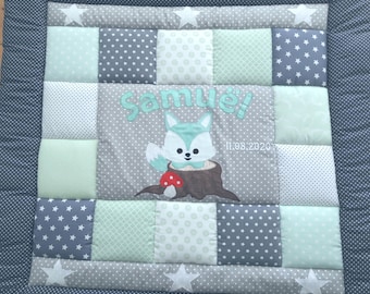 Baby blanket, quilt, Patchworkdecke, Krabbeldecke, Kinderdecke "Fuchs"