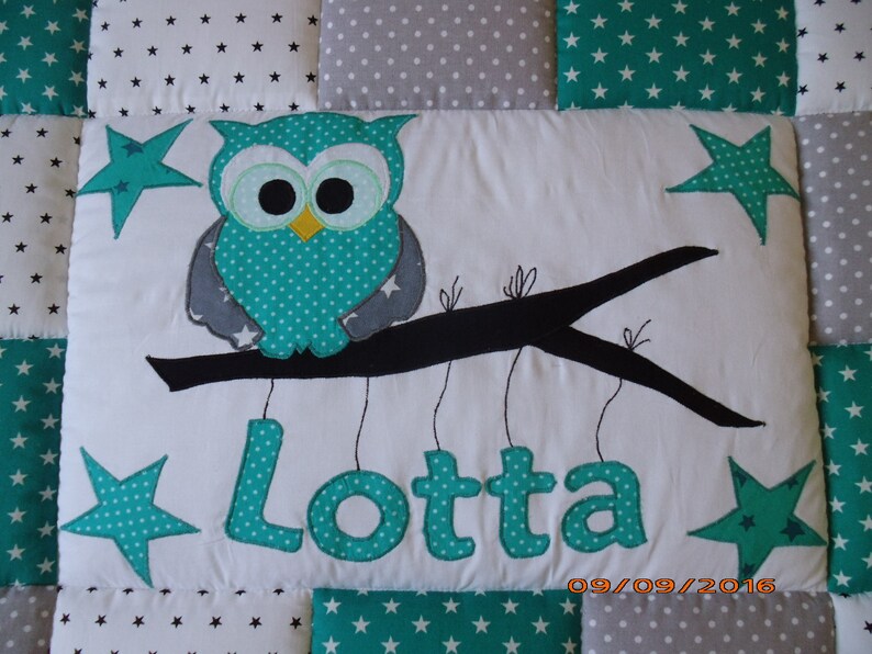 Krabbeldecke Kinderdecke Patchworkdecke Eule Etsy