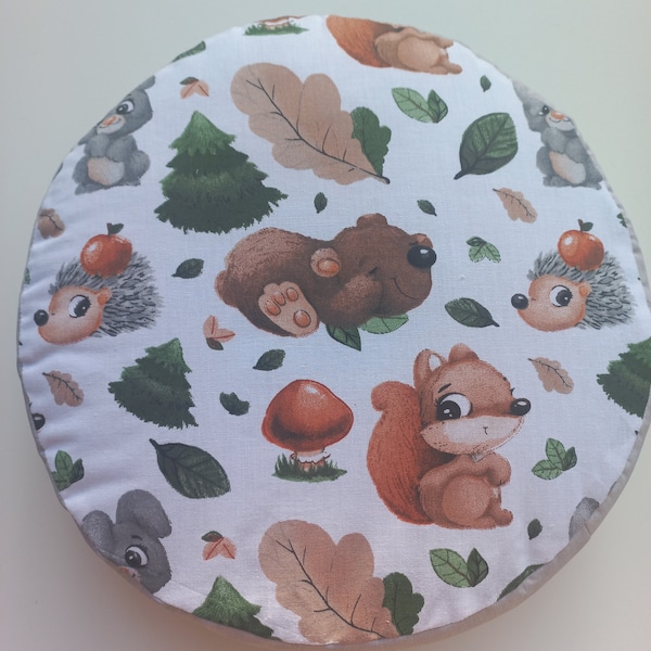 Seat cushions, floor cushions, kindergarten cushions "Forest Animals". IMMEDIATELY AVAILABLE, customization without extra charge!