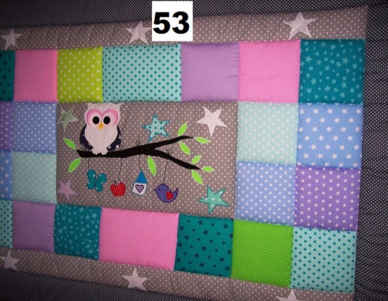 Krabbeldecke Kinderdecke Patchworkdecke Eule Etsy
