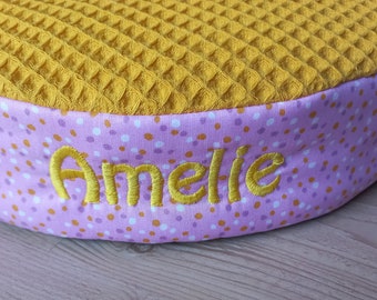 Seat cushion, floor cushion, kindergarten cushion, children's circle cushion waffle lpique. Incl. handle + name. Customization at no extra charge!