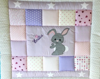 Krabbeldecke,Kinderdecke,Patchworkdecke Hase