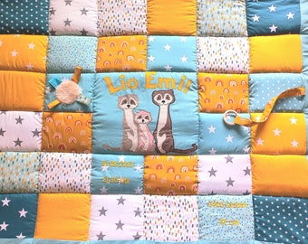Baby blanket, quilt, patchwork blanket, crawling blanket, children's blanket meerkat AVAILABLE IMMEDIATELY! Changes at no extra charge!
