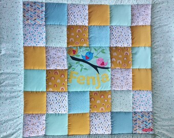 Baby blanket, quilt, Patchworkdecke, Krabbeldecke, Kinderdecke "Vögel" Änderungen ohne Aufpreis!