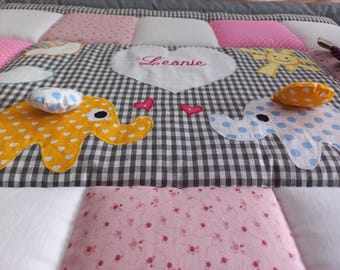 Manta para bebé, edredón, manta de retazos, alfombra de juegos, manta infantil, manta de actividades, manta de peluche "Elefante": ¡modificaciones sin cargo adicional!