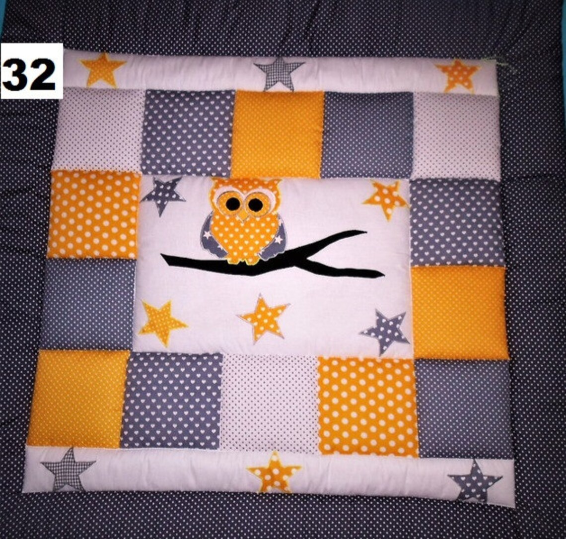 Krabbeldecke Kinderdecke Patchworkdecke Eule Etsy