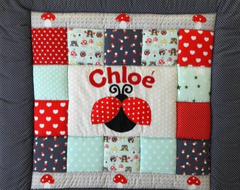 Crawling blanket, patchwork blanket ladybug AVAILABLE IMMEDIATELY!