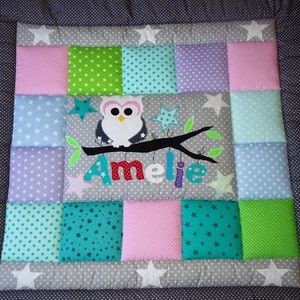 Picknickdeken kruipdeken, patchwork deken "Uil"