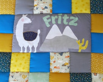 Baby blanket, quilt, Patchworkdecke, Krabbeldecke, Kinderdecke "Lama"