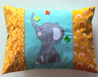 Pillow with name, baptism pillow elephant, 30 x 40, 40 x 60 cm.