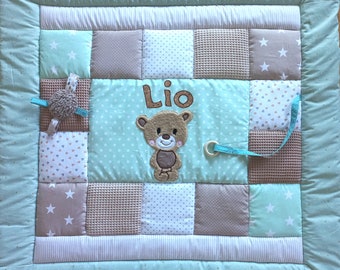 Baby blanket, quilt, adventure blanket, patchwork blanket, crawling blanket, children's blanket teddy bear AVAILABLE IMMEDIATELY! Changes without extra charge!