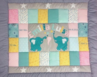 Baby blanket, quilt, Patchworkdecke, Krabbeldecke, Kinderdecke Elefanten SOFORT LIEFERBAR! Änderungen ohne Aufpreis!