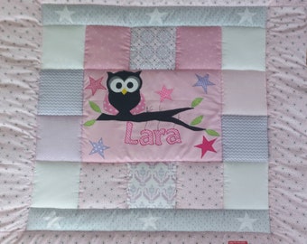 Baby blanket, Patchworkdecke, Krabbeldecke, Kinderdecke Eule, Motiv und Farbenänderungen ohne Aufpreis! Geschenk