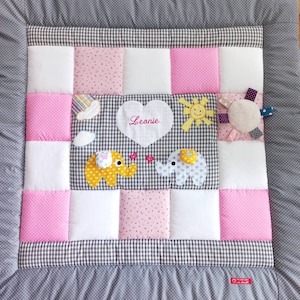 Adventure blanket, crawling blanket, children&#39;s blanket, patchwork blanket elephant, BESTSELLER