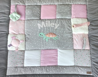 Baby blanket, quilt, patchwork blanket, crawling blanket, adventure blanket 4 cm. thick turtle AVAILABLE IMMEDIATELY! Changes at no extra charge!