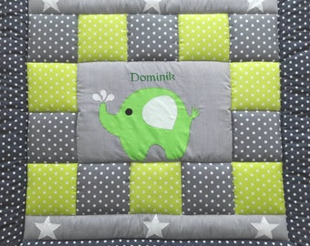 Baby blanket, quilt, Patchworkdecke, Krabbeldecke, Kinderdecke Elefant