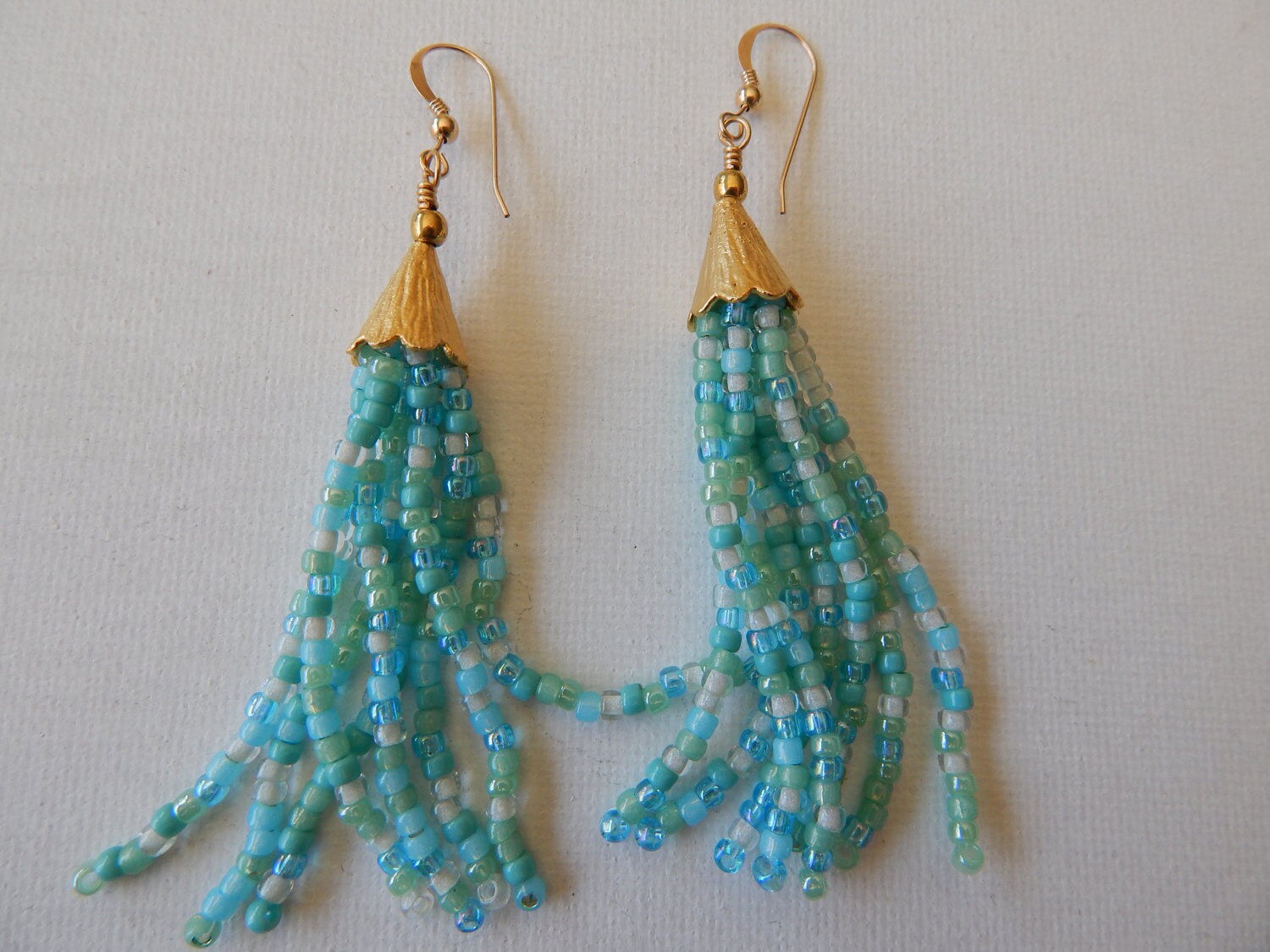 Multicolored Beaded Tassel Earrings Mini Tassels Chandelier Multicolored Beaded Tassel Earrings Mini Tassels Chandelier Statement Jewelry Seed Bead Boho Style Ocean Inspired