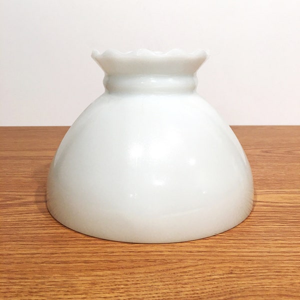 Vintage All White Thick Milk Glass Light Hurricane Lamp Shade fits 8" Lamp Fitter - Ref #Q9