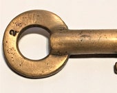 Vintage Brass Hollow Railroad Padlock Key Marked quot 2 quot (Our Ref 46)