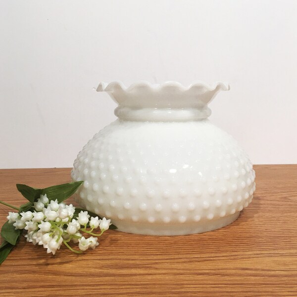 Vintage White Hobnail Milk Glass Lamp Shade Student GWTW Hurricane Kerosene Oil Ref#10D