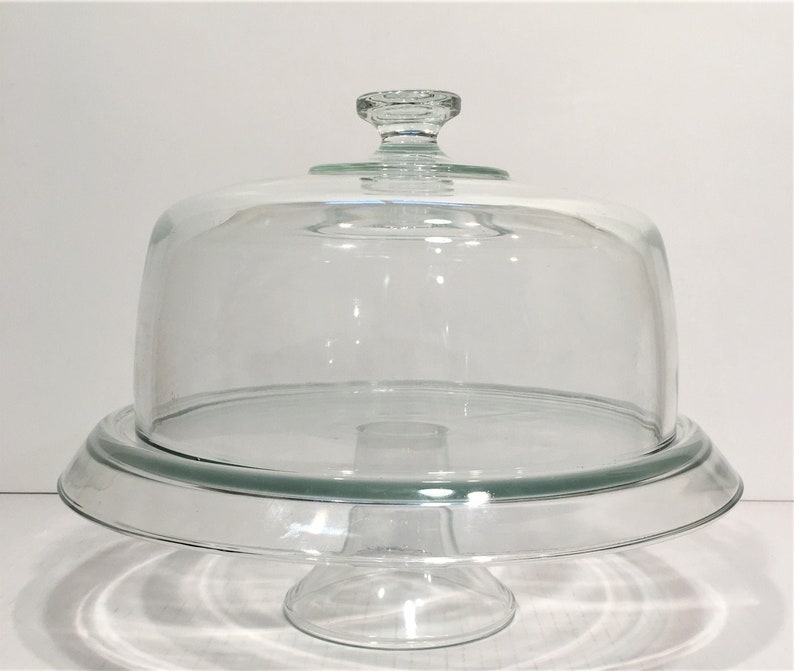Vintage Dome Clear Glass Cover Pedestal Cake Stand Cover & Etsy