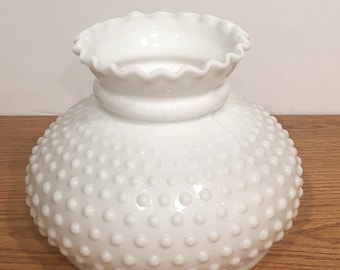 Vintage White Hobnail Milk Glass Lamp Shade for 7" Lamp Fitter Student GWTW Hurricane Kerosene Oil Ref#10