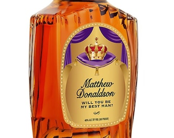Custom Birthday Royal Label, Personalized Bachelor Party Whiskey Label, Best Man Gift, Crown Royal, Father's Day Canadian Whiskey Label