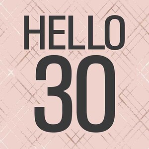 Hello 30 wine or beer label. Celebrate a 30th birthday with this rose gold affect label. Digital download. Can be personalized.
