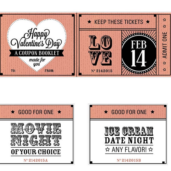 Say I Love You with this printable Valentine coupon booklet. You get 8 tickets and a matchbook style cover that folds to hold the tickets.
