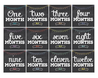 Monthly Chalkboard Style Digital Stickers to Announce Your Baby's