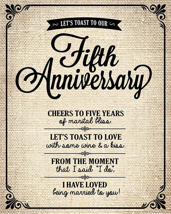 Let's Toast to Our Fifth Anniversary Wine or Beer Label, Rustic, Organic  Feel, Celebrating 5 Years, Milestone Anniversary, Print at Home -   Canada