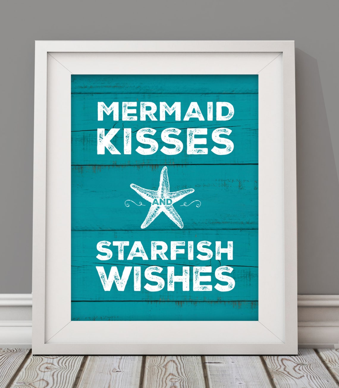 Nautical Print That Says Mermaid Kisses and Starfish Wishes With a ...