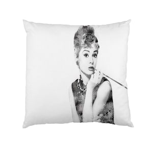 Audrey Hepburn Breakfast at Tiffanies  - Watercolour Cushion  , Water Colour Case Cover or Case & Filling
