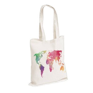 Atlas del mapa mundial - Bolsa de lona de acuarela acuarela, blanco, bolsa de compras reutilizable