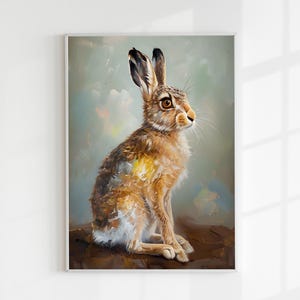Hare Rabbit Woodland Animal - Water Colour Wall Art Print, Watercolour  Poster Giclee, Any Size