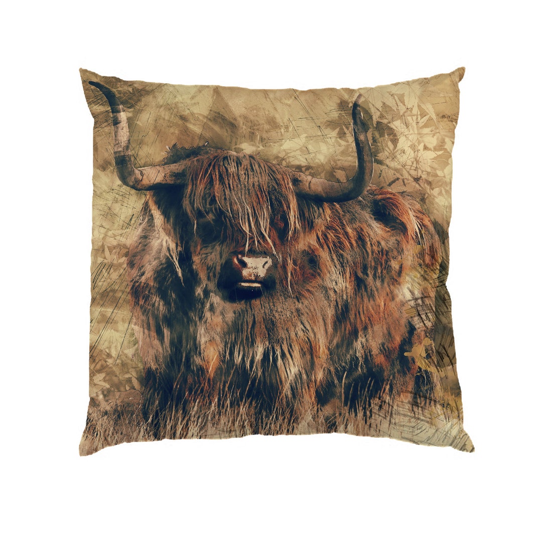 Highland Cow Scottish Scotland Watercolour Cushion Water - Etsy