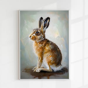 Hare Rabbit Woodland Animal - Water Colour Wall Art Print, Watercolour  Poster Giclee, Any Size