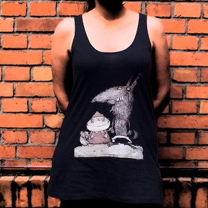 Wolf & Little Red Riding Hood Women Tunic Vest Black, Mother&#39;s Day Gift, Birthday Gift, Valentine&#39;s Gift, Love gift