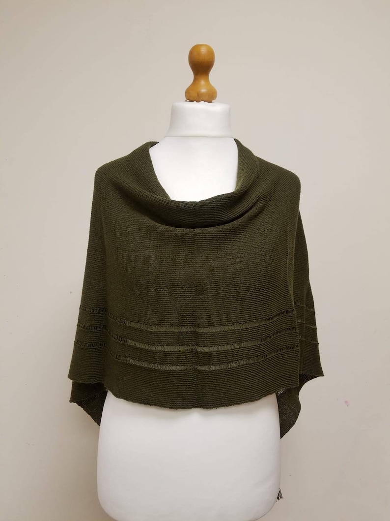 cowl neck poncho 100/% Merino shawl knitted cover up merino scarf wool one size pullover poncho Knitted Merino wool poncho