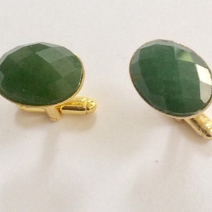 Vintage Jade Gilt Cufflinks Faceted